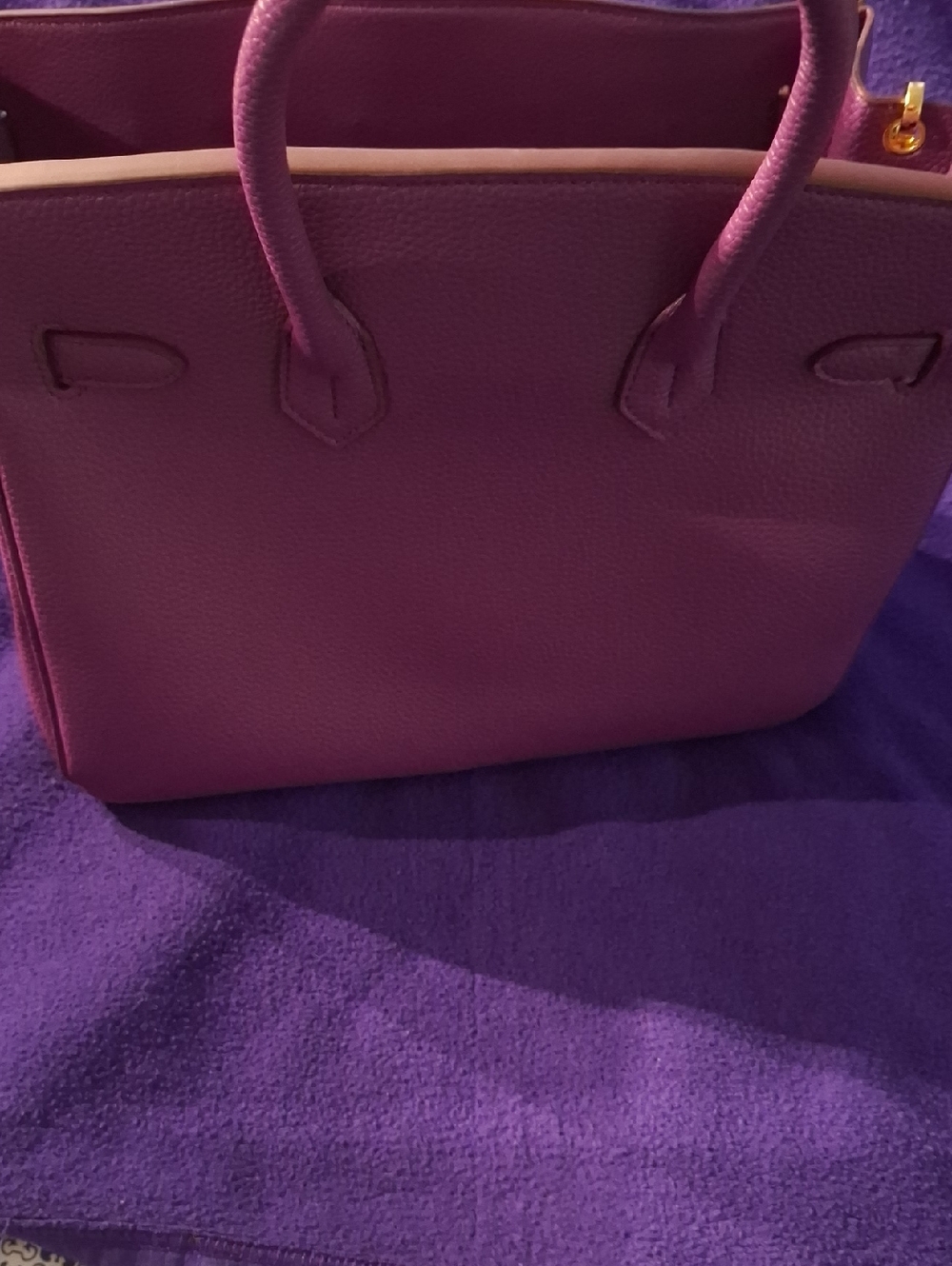 Purple Floral Embellished Satchel Handbag - Picture 5 of 7